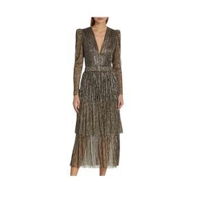 Sabrina Mustavez Gown Carry Dress. Buckled Belt & Tiered Skirt . Retail $438.